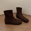 Botines cortos ajustados de moda estilo coreano para mujer, botines de moda simples de otoño sin cordones con suela gruesa para mujer