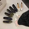 Sapatos Femininos de Bico Quadrado com Bolinhas Estilo Coreano, Boca Rasa com Laço, Slip-ons 2026 Novo Estilo, Estilo Gentil, Salto Grosso, Sapatos para o Dia a Dia