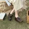 Zapatos de Mujer de Piel Genuina 2026 Primavera Nueva Moda Versátiles Ligeros de Suela Gruesa Casual Zapatos Derby Zapatos Pequeños de Cuero