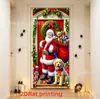 Banner de Puerta de Navidad con Patrón de Ciervo Lindo y Lazo Rojo, Tela Decorativa para Puerta y Ventana, Poliéster, Resistente a los Arañazos, Fuente de Stock Listo Transfronterizo