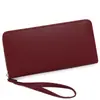 Cartera de dama larga de color sólido, nueva moda, bolsa para teléfono móvil, gran capacidad, monedero con cremallera, venta al por mayor