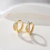 Pendientes de botón de plata S925 con cruz y diamantes engastados para mujer, Pendientes exquisitos de estilo coreano de nicho, No es necesario quitarse los pendientes al dormir, Be02791