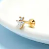 Aretes Perforados de Acero de Titanio Verticales para Agujeros de Oreja Aretes de Hélice de Acero Inoxidable con Circonita Joyería para Piercings Aretes de Flor para Labio con Rosca Externa