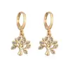 Brincos Aogu Design de Nicho Transfronteiriço Banhado a Ouro 18K Zircônia Árvore da Vida para Mulheres Simples Acessível Luxo Versátil Novos