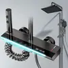 Comercio exterior transfronterizo color gris gunmetal de cobre, pantalla digital iluminada, set de ducha con teclas de piano, soporta personalización, venta al por mayor de fábrica