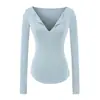 Venta al por mayor de ropa para mujer estilo europeo y americano transfronteriza, estilo de deseo puro, figura muy delgada, diseño de cuello en V para usar por ambos lados, entallado en la cintura, mangas largas ajustadas