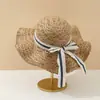 Sombrero de Pescador de Ala Ancha con Lazo de Encaje Estilo Japonés para Mujer, Sombrero de Paja Transpirable para el Verano, Sombrilla Hecha a Mano con Protección Solar