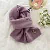 Bufanda de Punto con Bordado de Oveja Linda JM Otoño Invierno para Mujer Cuello Cálido Suave Pegajoso Color Sólido Lana Bufanda Cálida para Estudiante