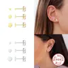 Brincos Triangulares Fashion Personalizados de Prata de Lei S925 Brincos Redondos Tendência Europeia e Americana Conjunto de 3 Peças de Mini Brincos Cravejados com Diamantes