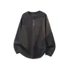 Outono de 2026 Novo Estilo Old Money Masculino Camiseta Manga Longa Solta com Gola Henley Moda Jovem Camisa Básica Casual para Homens