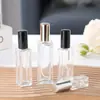 Botella de Vidrio para Perfume Tapa Cuadrada de Rosca Muestra Cosmético Relleno Botella con Atomizador 51020ml Transparente Vacía Portátil