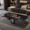 Mesa de Café de Lujo Ligero Estilo Italiano con Piedra de Cristal Ultra, Mesa de Centro Minimalista Moderna, Piedra Microcristalina de Colores, Forma Cuadrada de Alta Gama para Apartamentos Pequeños