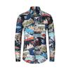 Comercio exterior nueva camisa de solapa para hombre sin planchado de manga larga principios de otoño moderna colección de camisas casuales con estampado digital