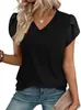 Nueva camiseta casual holgada de manga tres cuartos con cuello en V y estampado, estilo europeo y americano, Amazon Temu AliExpress
