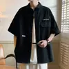 Camisa de Trabajo de Manga Corta para Hombre Verano Delgada Seda de Hielo Marca de Moda Camisa para Niños Verano Casual Holgada Camisa Chaqueta