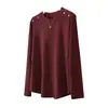 Ropa nueva para mujer talla grande: top sencillo, casual, a la moda, de corte holgado y favorecedor, con adornos de cuentas y un tejido suave y agradable para la piel