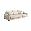 Sofá de cuero simple y moderno, resistente a los arañazos de gatos, combinación con chaise longue, adecuado para apartamentos pequeños, nuevo sofá de tres plazas en línea recta para la sala de estar