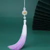 Nova Base de Flores Estilo Chinês Fivela da Paz de Jade Branco Pingente de Borla Gradiente Pingente de Borla Estilo Antigo DIY Acessório de Qipao