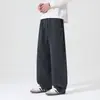 Roupas Masculinas Shanggu Calça de Moletom Masculina Ampla e Fluida Outono e Inverno Pesada com Cordão Perna Reta Casual Longa Calça Esportiva Solta