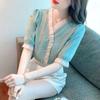 Camisa de Gasa 2024 Verano Nuevo Estilo Estilo Francés Look Adelgazante Camisa Dulce con Volantes Pequeño Fresco Top de Manga Corta