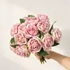 Ramo de flores artificiales de rosa con borde quemado para decoración de escenas, arreglo floral decorativo de alta gama, rosas artificiales, flores secas, flores falsas