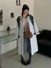 Casaco de cashmere dupla face para mulheres, novo estilo longo outono e inverno, gola boneca elegante, caimento solto com xale removível, casaco de lã