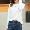 Camiseta Blanca de Algodón Puro de Manga Larga para Mujer 2025 Nuevo Principios de Otoño Holgada Estilo Coreano Estilo Perezoso Ropa Interior Se Puede Usar por Fuera Camiseta Base