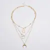 Collar multicapa de moda de comercio electrónico transfronterizo europeo y americano con mapa lunar para mujer, personalidad, estilo bohemio, collar multicapa para mujer