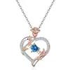 Plata Esterlina 925 Europea y Americana Moda Nuevo Producto Dos Tonos Doce Signos del Zodiaco Forma de Corazón Colgante Flor de Rosa Collar Sencillo