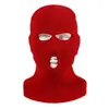 Touca de tricô transfronteiriça de três furos, touca de lã perfurada de cor sólida, headwrap para ciclismo ao ar livre, chapéu máscara facial à prova de vento em estoque