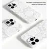 Funda de Teléfono de Verano para Niñas con Flor de Rosa Bordada Imitación Encaje, Estilo Sencillo, para iPhone 17/18 Pro Max, con Alto Atractivo Estético