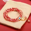 Pulsera de Cristal con Lámina de Oro Primavera 2024 Estilo Étnico Literario Hecha a Mano Año del Dragón Pareja Pulsera Retro Mayoreo