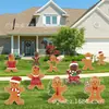 Letrero de césped de hombre de jengibre navideño Decoración colorida para césped y patio Juego de varias piezas Inserción para patio de fiesta de hombre de jengibre