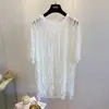 Comercio Electrónico Transfronterizo Japón Corea 2026 Verano Nuevo Estilo Tripa de Res Plisado Holgado Cuello Redondo Manga Corta Top Camiseta