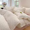 Juego de cuatro piezas de gasa de doble capa 100% algodón estilo francés grado A, 60 unidades, juego de ropa de cama de tres piezas de gasa de algodón fresca y suave