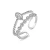 Anillo para Mujer Estilo Europeo y Americano Anillo de Corona con Microincrustaciones de Circonita Color Acero Anillo Ajustable para Dedo Índice Joyería de Diseño de Nicho