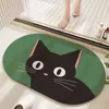 Tapete de Chão Absorvente de Lama de Diatomáceas Gatinho Fofo de Desenho Animado Tapete Antiderrapante para Banheiro Tapete para Porta de Entrada Resistente a Manchas e Desgaste Tapete para Porta