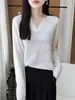 Suéter 100% lana con bordes enrollados, 26 estilos nuevos, tejido calado, holgado, casual, top adelgazante