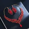 Set de joyería de lujo transfronterizo europeo y americano: Conjunto de dos piezas de collar y pendientes de alta gama, accesorio nupcial de boda, pendientes para mujer al por mayor