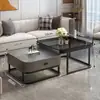 Gabinete de TV moderno minimalista em pedra sinterizada para salas pequenas, suporte de TV extensível com conjunto de mesa de centro integrada de luxo leve