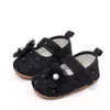 Zapatos de bebé para niñas de 0 a 1 año, con suela de goma y velcro, antideslizantes, con flores de perla.