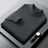 Suéter de punto para hombre con cuello medio transfronterizo, nuevo modelo otoño e invierno 2026, color liso, engrosado, cálido jersey de punto base para hombre