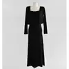 Conjunto de Duas Peças com Alça Saia Saia com Gola Fluida Vestido Liso Outono e Inverno Garota Sexy Cardigã Saia de Quadril