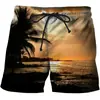 2023 Calções de Praia Transfronteiriços Costeiro Coqueiro Verão Amazon Tendência Casual Reto Estampado Calções Masculinos