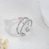 Diseño Nicho Lujo Ligero Micro-incrustado Zirconio Anillo Abierto de Doble Capa Zirconio Lazo Doble Capa Super Flash Anillo de Corazón para Mujer