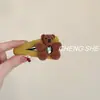 Pinza Triangular para el Cabello de Oso Flocado Linda Coreana Pinza de Presión para Mujer Moda de Alta Gama Versátil Pinza para Mechas Laterales Adorno para la Cabeza