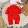Vestido de Princesa para Bebé Niña Banquete de Cien Días Vestido para Gatear de Cien Días Vestido Festivo Rojo de Una Pieza Estilo Chino para Bebé Luna Llena