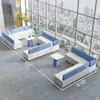 Canto Sofá Criativo Recepção de Escritório Área de Lounge Cabine Sofá de Negociação Mesa de Centro Simples Moderna