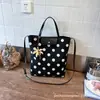 Bolso Cubo de Moda, Bolso de Mano Grande, Nuevo Bolso de Hombro Casual, Bolso Cruzado Versátil de Tela, Bolso de Mujer con Diseño de Lunares de Nicho