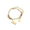 Pulsera de Diseño Nicho Estilo Coreano ins Conejo Cuadrado Marca Pulsera para Mujer Acero Titanio Chapado en Oro de 18K Color Libre Combinable Pulsera de Moda